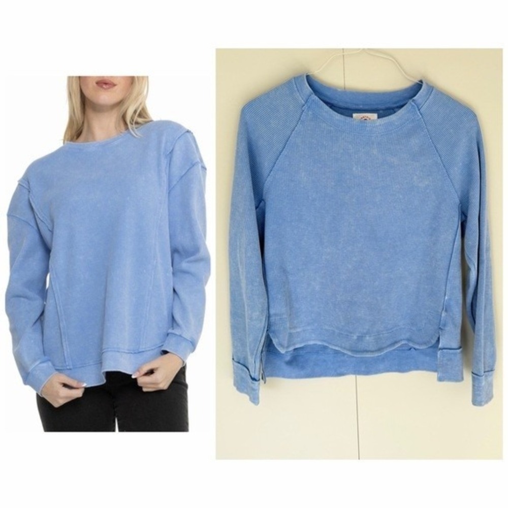 Sundry thermal wmns blue boxy oversize fit loose california surf waffle med NWOT